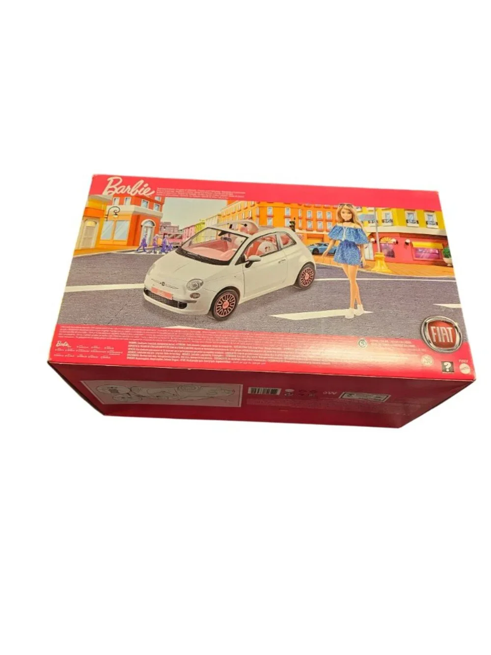 Barbie Fiat 500 Convertible Car With Doll White & Pink 3+ Years New In Box